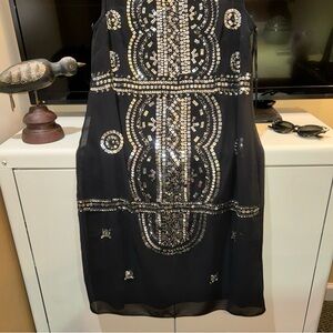 New Adrianna Papell Women's Black Mosaic Beaded Shift Dress Size 6 NWT Cocktail